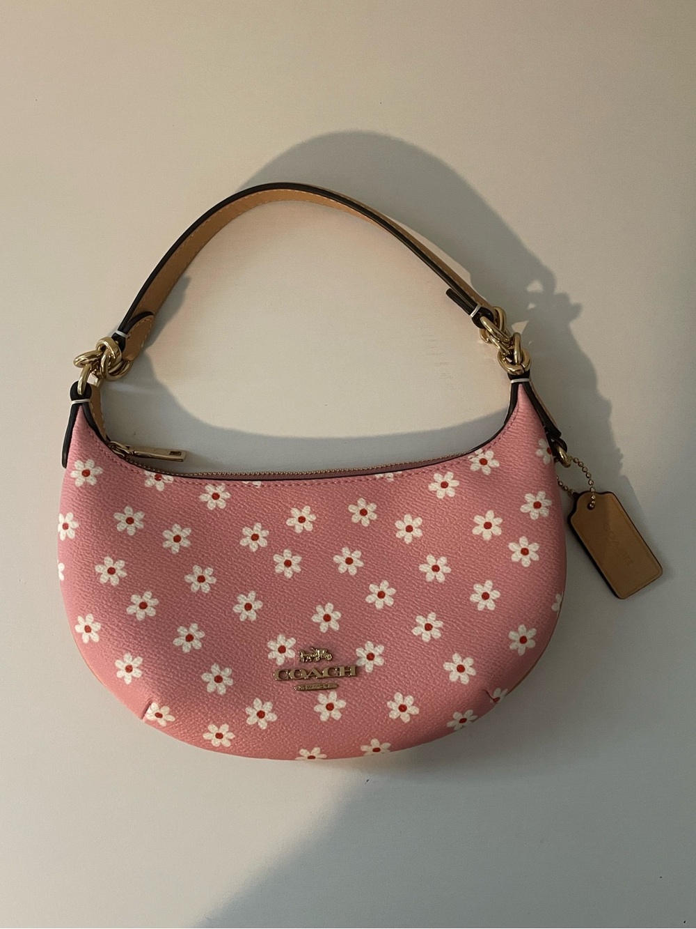 Coach Pink Daisy Mini Bag with Gold Hardware